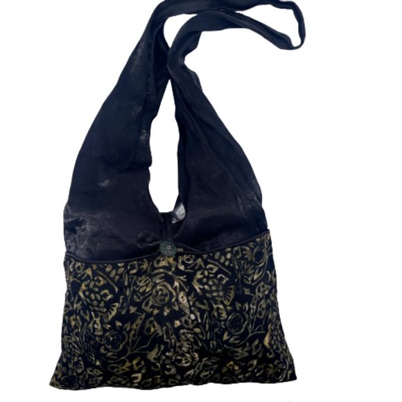 Unbranded Handbags - Bohemian Hobo Tote Bag Black Green Floral